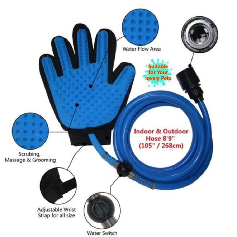 3 - in - 1 Pet Bathing & Massage Glove Sprayer | Dog & Cat Shower Brush with Water Comb - Happy paws world